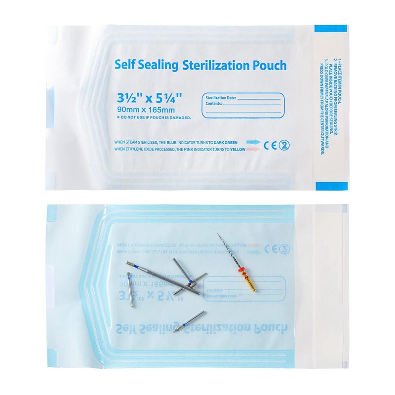 Annhua Dental Sterilization Pouches 3.5" x 6.5", Self Seal Sterilization Pouch with Color Changing Indicator, 200 Pcs Sterilizer Bags for Dental Offices and Nail Cleaning Tools - Image 1